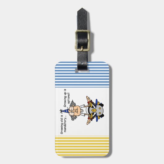 成長はユーモアのオプション ラゲッジタグ (正面縦)