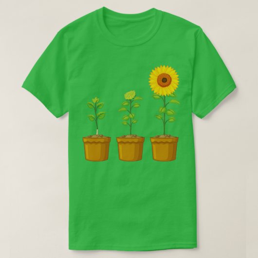 成長ひまわり植物愛好家 Tシャツ (デザイン正面)