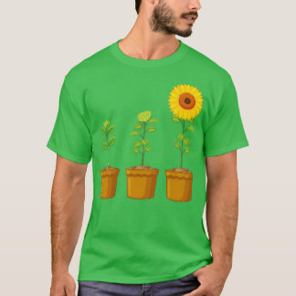 成長ひまわり植物愛好家 Tシャツ