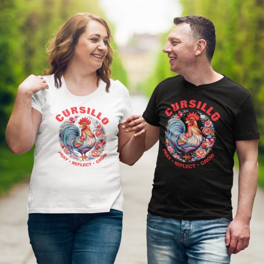 成長を反映したバラ祈付きCursillo Rooster Tシャツ