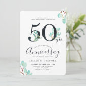 成長を祝う 50周年記念 ユーカリ テーマ 招待状 (スタンド正面)