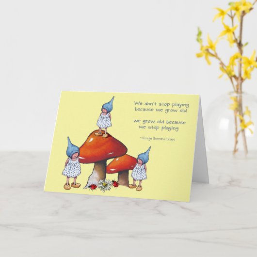 成長を続ける古い誕生日、ファンタジーアート：かわいい格言 カード (黄色い花)