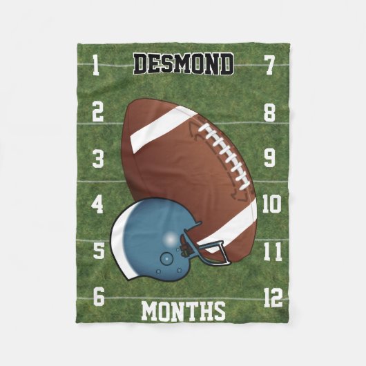 成長を見る👶 – スポーツサッカー🏈 – 青 フリースブランケット (正面)