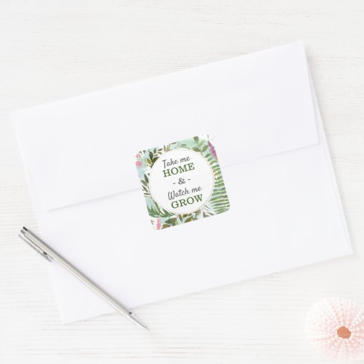 成長を見守って 赤ちゃんのお祝い スプリンクル ポット 種袋 スクエアシール (封筒)