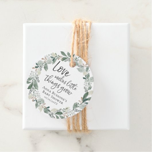 成長を見守る |ユーカリプタスベイビーシャワーメッセージカード フェイバータグ (インサイチュ)