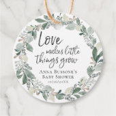 成長を見守る |ユーカリプタスベイビーシャワーメッセージカード フェイバータグ (正面)