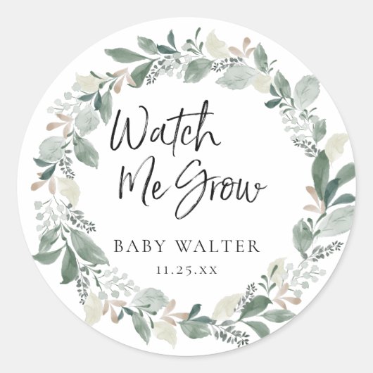 成長を見守る |ユーカリ赤ちゃんシャワーのお願い ラウンドシール (正面)
