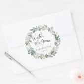 成長を見守る |ユーカリ赤ちゃんシャワーのお願い ラウンドシール (封筒)