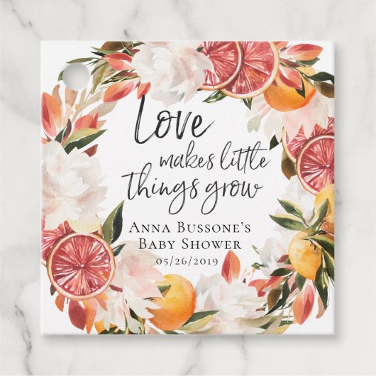 成長を見守る | Citrusベビーシャワーメッセージカード フェイバータグ (正面)