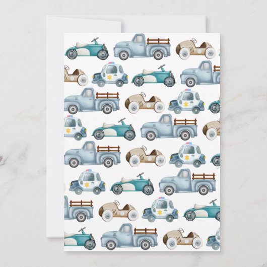 成長アップ2高速ボーイ誕生日車のヴィンテージ色 招待状 (裏面)