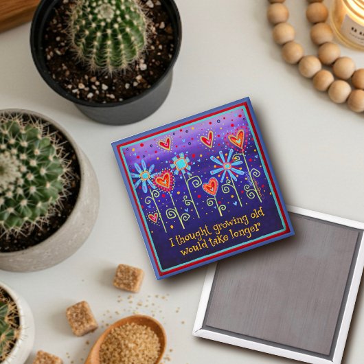 成長オールドパープル引用文フローラハートトレンディー マグネット