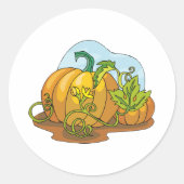 成長カボチャのオレンジ色の野菜ステッカー ラウンドシール (正面)