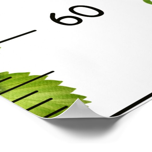 成長チャート付きかわいい葉いちごのパターン ポスター (角)