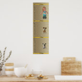 成長チャート – 犬の猫と女の子の人形 ポスター (キッチン)