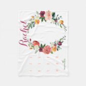 成長トラッカー – マイルストーンガールの花 フリースブランケット (正面)