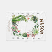 成長トラッカー – マイルストーン – 多肉質の水色 フリースブランケット (正面(横))