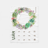 成長トラッカー – マイルストーン – 多肉質リース フリースブランケット (正面)