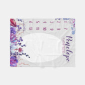 成長トラッカー – マイルストーン – 紫色の水色 フリースブランケット (正面(横))