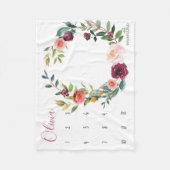 成長トラッカー – マイルストーンboho水彩花 フリースブランケット (正面)