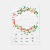 成長トラッカー – 女の子マイルストーンの水色 フリースブランケット (正面)