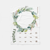 成長トラッカー – 緑の枝マイルストーン フリースブランケット (正面)