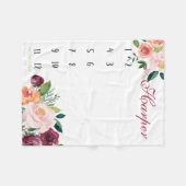 成長トラッカー – Boho水色とバラ フリースブランケット (正面(横))