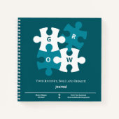 成長パズルあなたの旅ティール(緑がかった色)ライフコーチ ノートブック (正面)