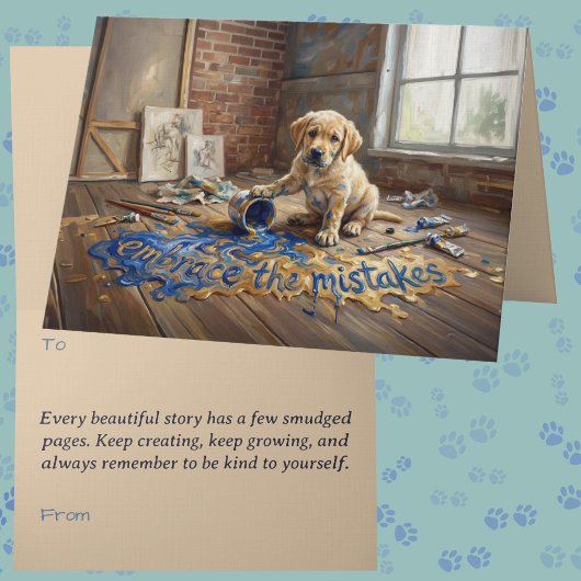 成長マインドセットの犬 Animalcore 癒しアートグリーティング カード
