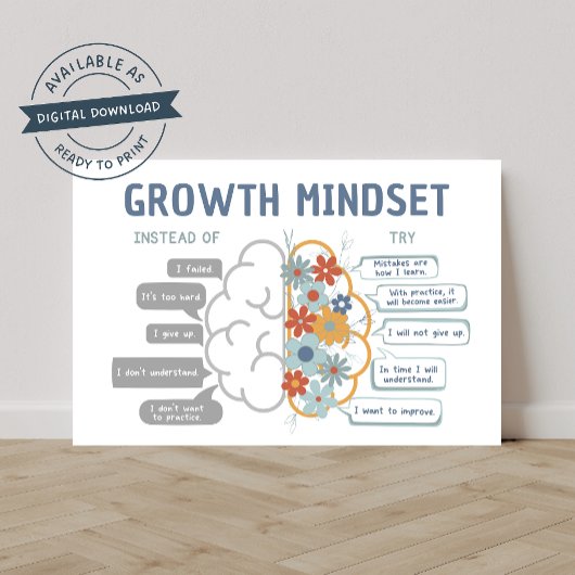 成長マインドセットやる気を起こさせる教室ポスター ポスター