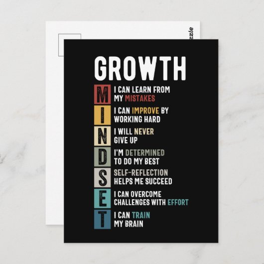 成長マインドセット定義 – やる気を起こさせる引用文 ポストカード (正面/裏面)