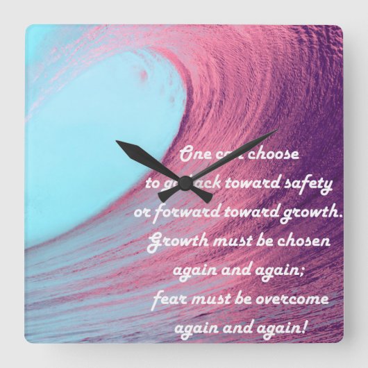 成長マインドセット引用文 スクエア壁時計 (正面)