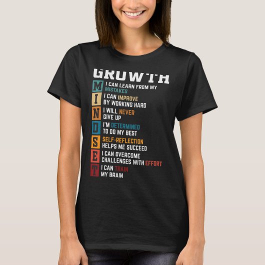 成長マインド前向き学校の授業先生 Tシャツ (正面)