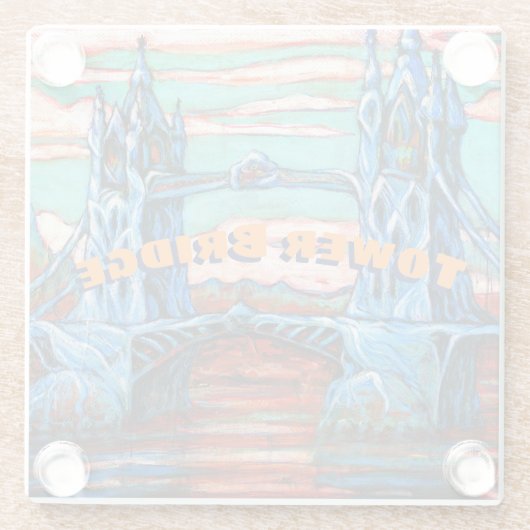 成長中のファンタジー街のタワーブリッジ ガラスコースター (裏面)