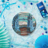 成長中のファンタジー街のタワーブリッジ ペーパープレート (パーティー)