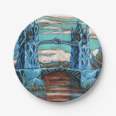 成長中のファンタジー街のタワーブリッジ ペーパープレート (正面)