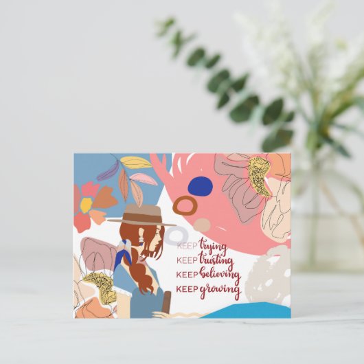 成長保し続け信じる引用文アートを信頼しよう ポストカード (スタンド正面)