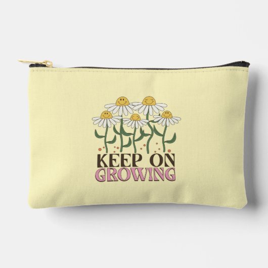 成長保中の引用文前向きレトロ花 アクセサリーポーチ (正面)