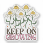 成長保中の引用文前向きレトロ花 シール (正面)