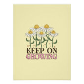 成長保中の引用文前向きレトロ花 ポスター (正面)