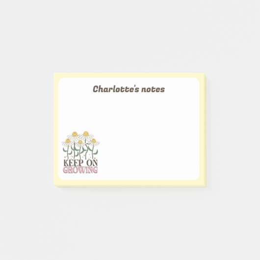 成長保中の引用文前向きレトロ花 ポストイット (正面)