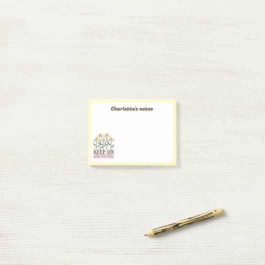 成長保中の引用文前向きレトロ花 ポストイット (デスク上)