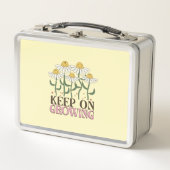 成長保中の引用文前向きレトロ花 メタルランチボックス (正面)