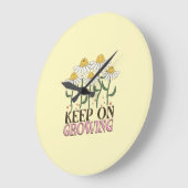 成長保中の引用文前向きレトロ花 ラージ壁時計 (傾斜)