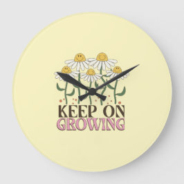 成長保中の引用文前向きレトロ花 ラージ壁時計