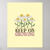 成長保中の引用文前向きレトロ花 箔ポスター (正面)