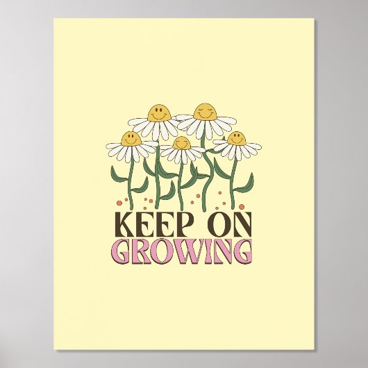成長保中の引用文前向きレトロ花 箔ポスター (正面)