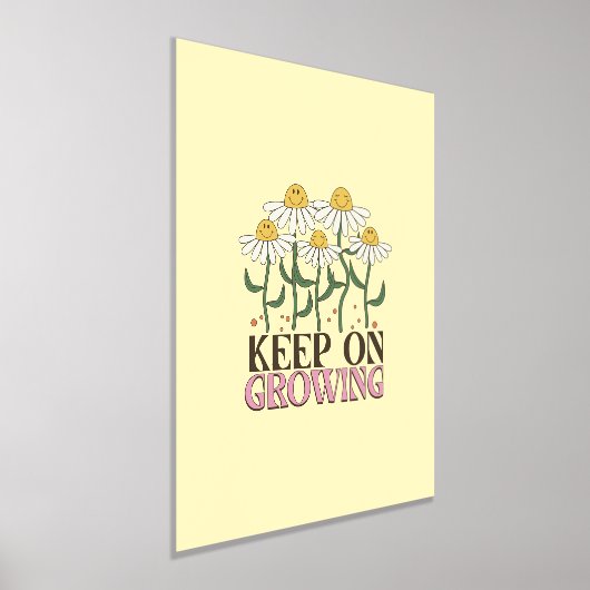 成長保中の引用文前向きレトロ花 箔ポスター (レイダウン)