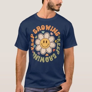 成長保顔の花やる気を起こさせる咲き Tシャツ