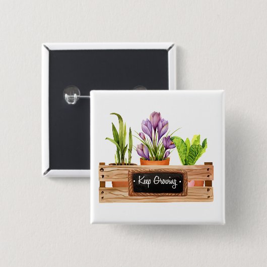 成長保黒板標識植物花箱 缶バッジ (正面&裏面)