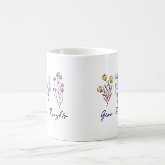 成長前向き思考ワイルドフラワーフローラ植物 コーヒーマグカップ (中央)